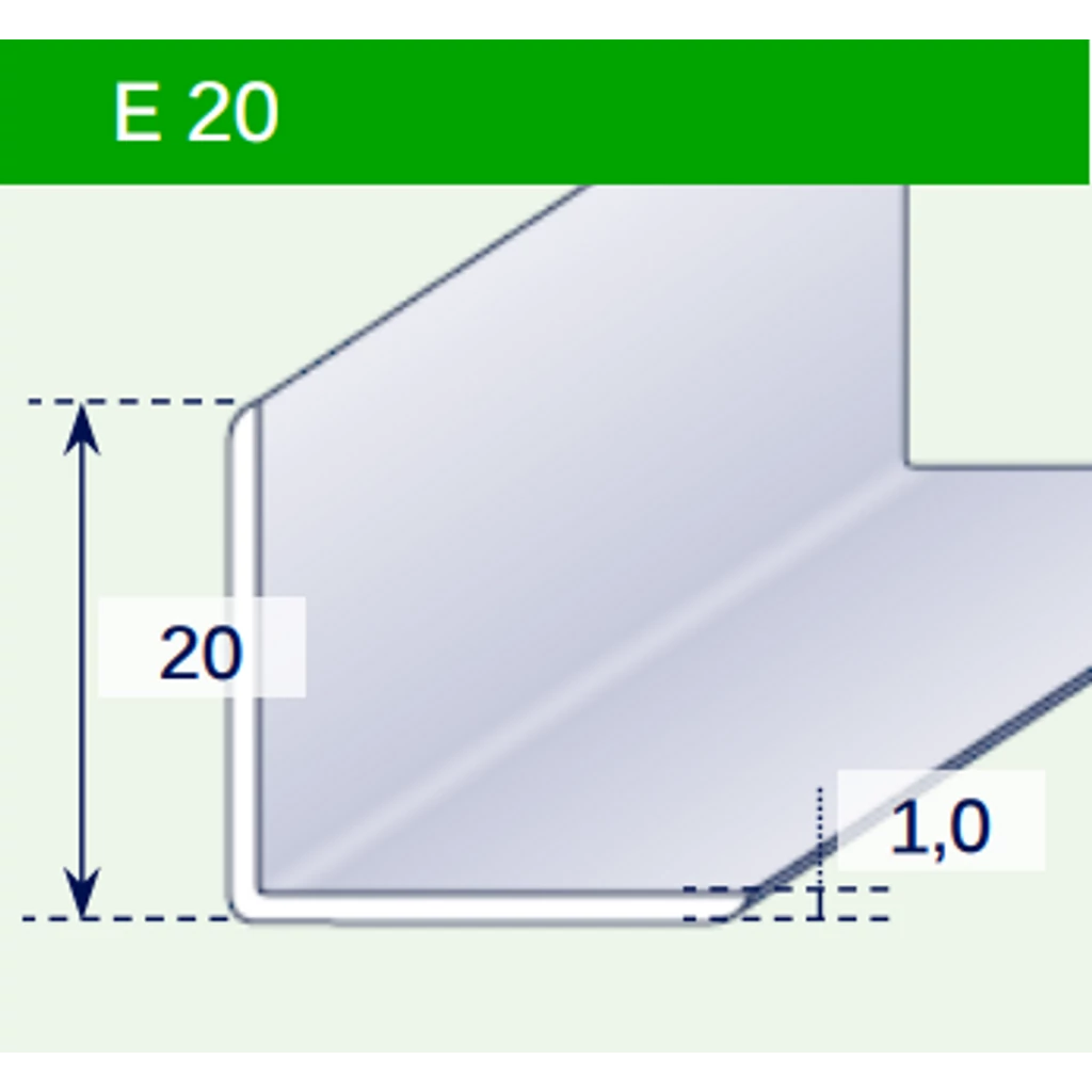 L-profil - 20x20 mm - fehér L-profil - 20x20 mm - fehér
