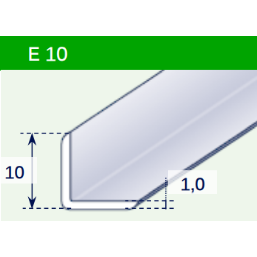 L-profil - 10x10 mm - fehér